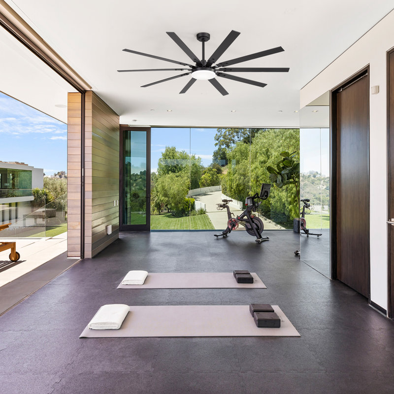 Ventilateur de plafond 72 pouces avec lumière et télécommande, grand ventilateur intérieur / extérieur avec télécommande, ventilateur à 10 pales pour patio