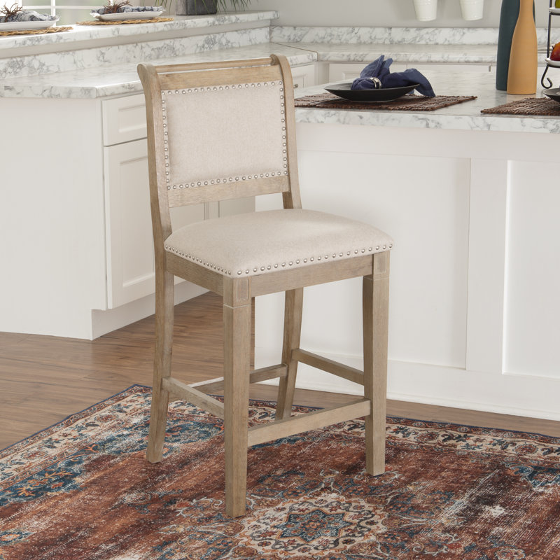 Eidson Wood Upholstered Bar & Counter Stool, Counter Stool (26" Seat Height), Natural