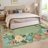 Living Room Rug 10x13 Modern Floral Rug Scalloped Rug Washable Rug with Non Slip Backing, Low Pile Thin Rug, Soft Foldable Rug, Aesthetic Botanical Rug for Bedroom Nursery Office, Green-514607114-514607122