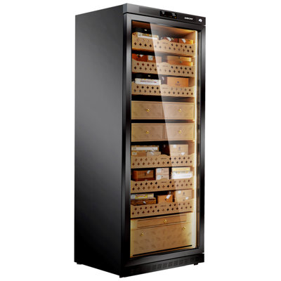 Cigar Climate Control Cabinet, Raching MON5800 Cigar Humidor Cabinet with Ammonia Removal, 570L Wood Frame Cabinet for Cigar Storing&Aging - Black