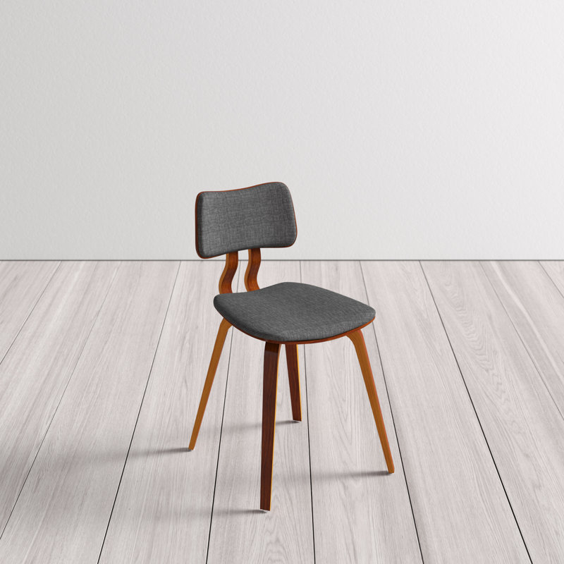 Decklen Mid-century Armless Dining Chair in Polyester Upholstery, Walnut, Charcoal