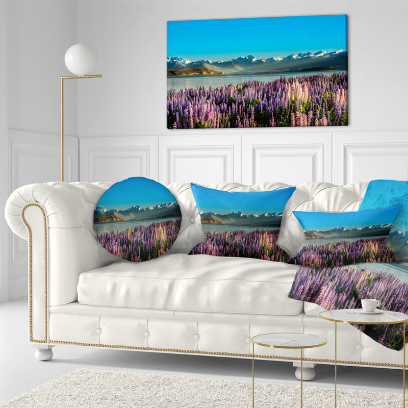 Coussin d’impression paysager et fleurs de montagne incroyables, 16 po x 1 po, Coussin décoratif