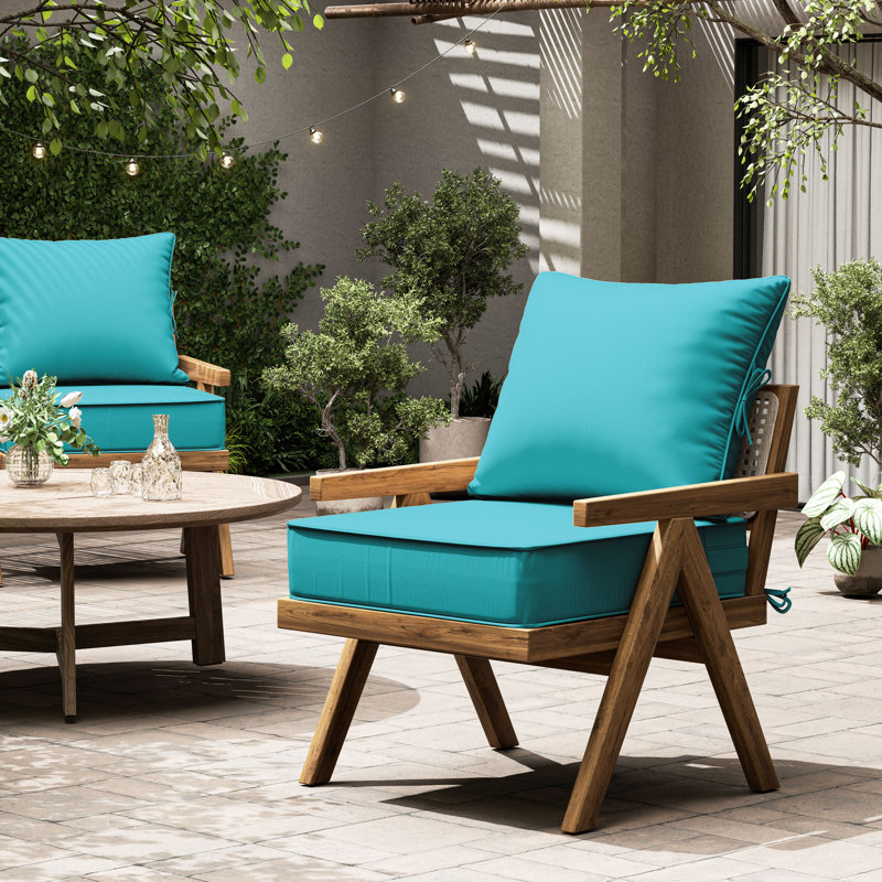 Outdoor Deep Seating Cushion Set Indoor And Outdoor Seat / Back Cushion, Lake Blue, 22" W x 22" D