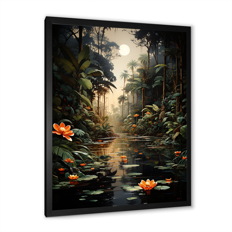 Jungle of Amazonian Dream 2 - Art mural jungle, Cadre photo noir simple, H 32 po x l 24 po x P 1 po