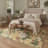 Aura Floral Machine Washable Yellow Indoor Area Rug with Non-Slip Backing-852390599