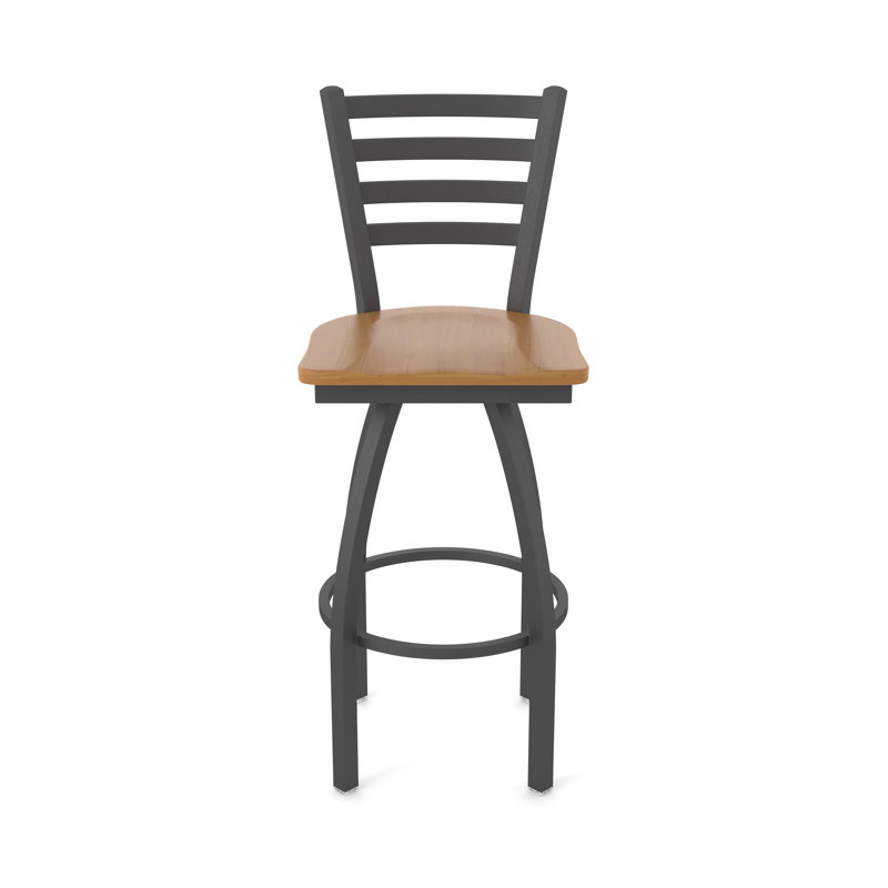 Tabouret pivotant Jackie, Bois - Érable moyen, Étain, Tabouret de bar (assise de 30 po de hauteur)