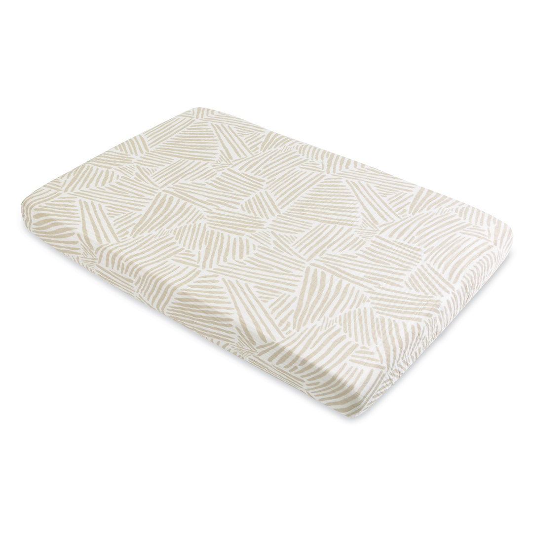 Oat Stripe Mini Crib Sheet In Muslin Cotton babyletto
