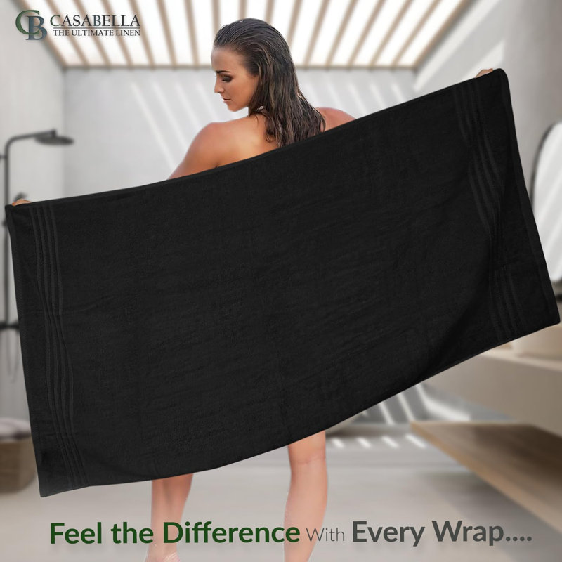 3Pk Zero Twist Large Bath sheet 80x140, Black
