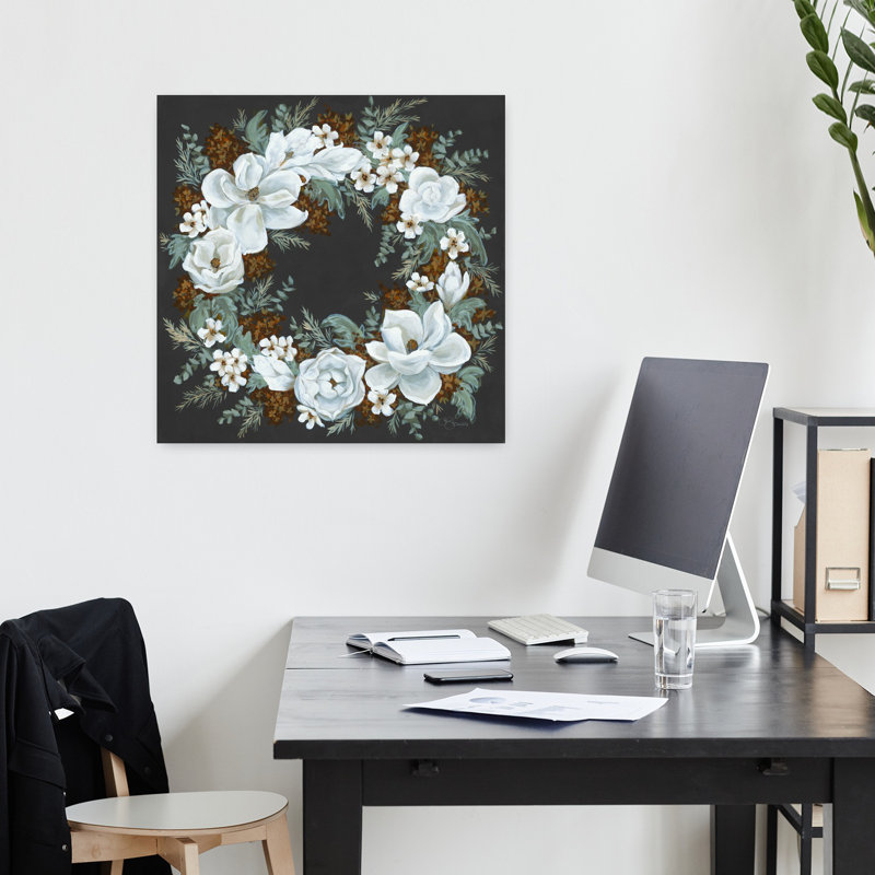Couronne contemporaine avec art Magnolia, H 18 po x l 18 po