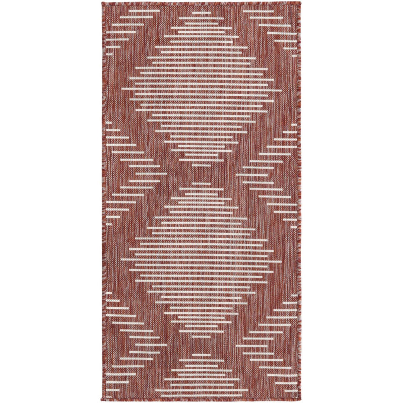 Outdoor Iris Area Rug Brick Color, Rectangle 2' x 4'