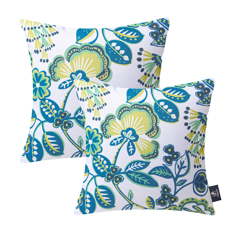 Waterproof Printed Throw Pillow with Inserts, Decorative Accent Cushions, Off White, Square 18"