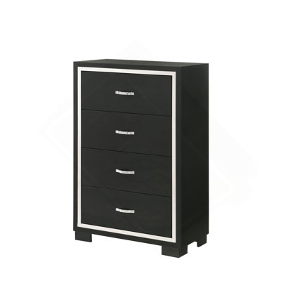 Mobilier de chambre à coucher moderne en bois noir élégant avec commode et commode 1 pièce Glam