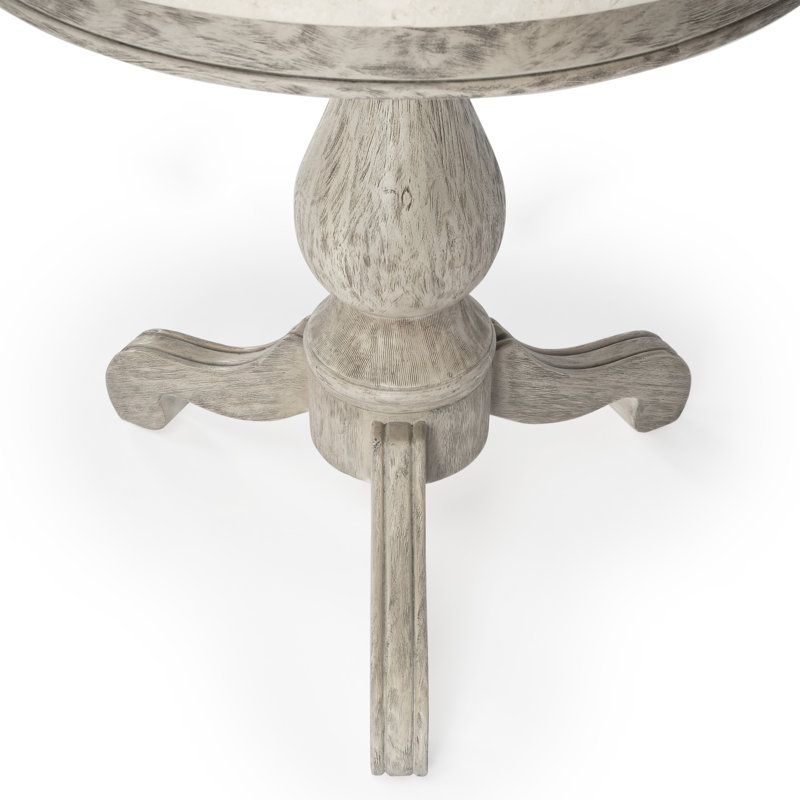 Danielle Marble 24" Pedestal Side Table, Rustic Gray