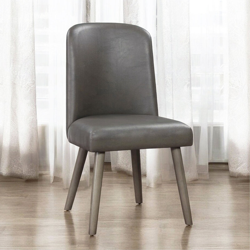 Ensemble de 2 chaises d'appoint en polyuréthane avec siège et dossier rembourrés, gris et chêne gris