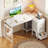 Writing Desk With 4 Large Storage Drawers, L-Shaped Desk With Cpu Stand,Computer Desk With Versatile Hook