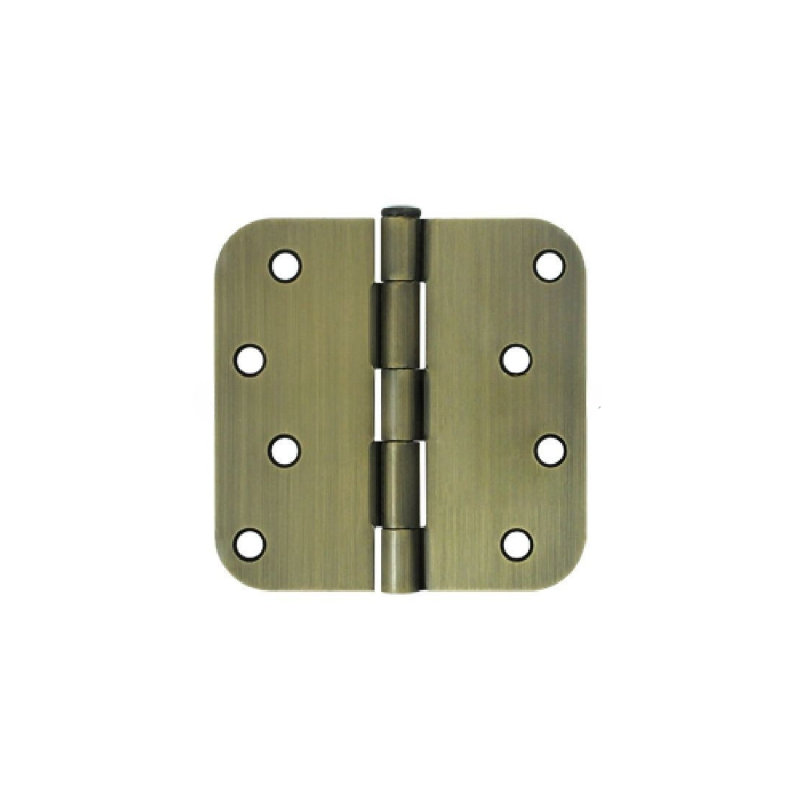 Deltana S44R51B 4" x 4" x 5/8" Radius Hinge; Flat Black Finish, Antique Brass