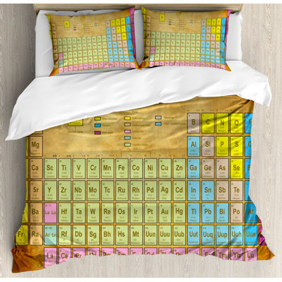 Ensemble de housse de couette à imprimé de style rétro de table périodique pour la chimie lovers