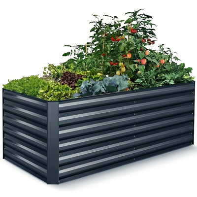 Denishia Belisle 6 ft x 3 ft Galvanized Metal Outdoor Raised Garden Bed Planter Box for Vegetables, Fruits