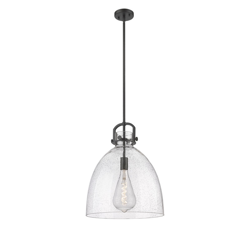 Luminaire suspendu 1 lumière Badillo, Grainé, H 19,63 po x l 16 po x P 16 po, Noir mat
