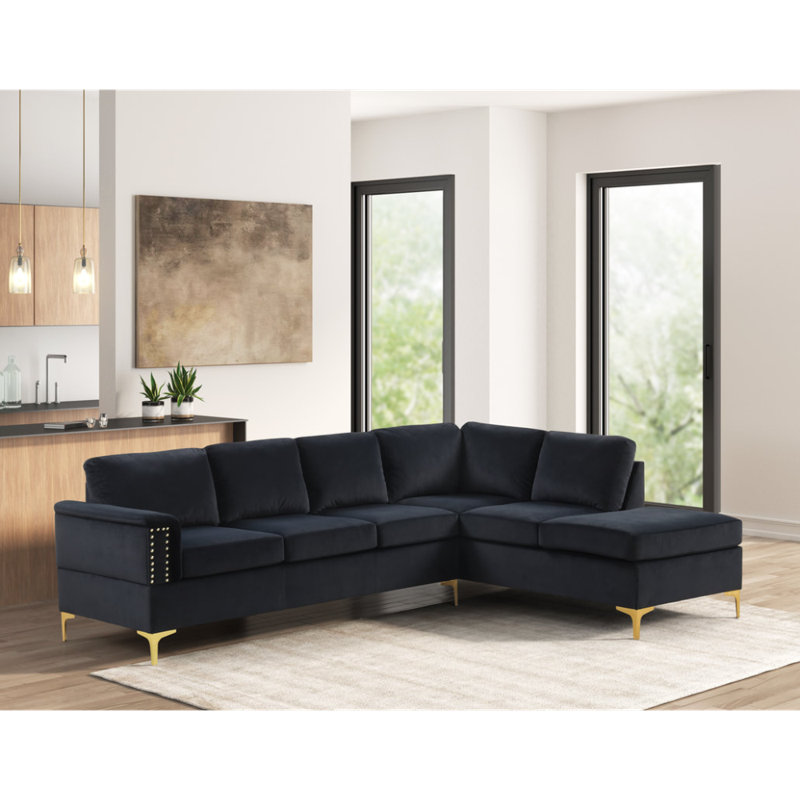 Vogue Sectional, Black Velvet