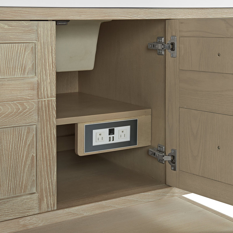 Breckenridge 60'' W Single Vanity, Whitewashed Oak, Carrara White Marble, Widespread