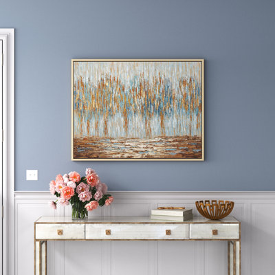 Gold Canvas Tree Framed Wall Art with Gold Frame 47" x 2" x 36"