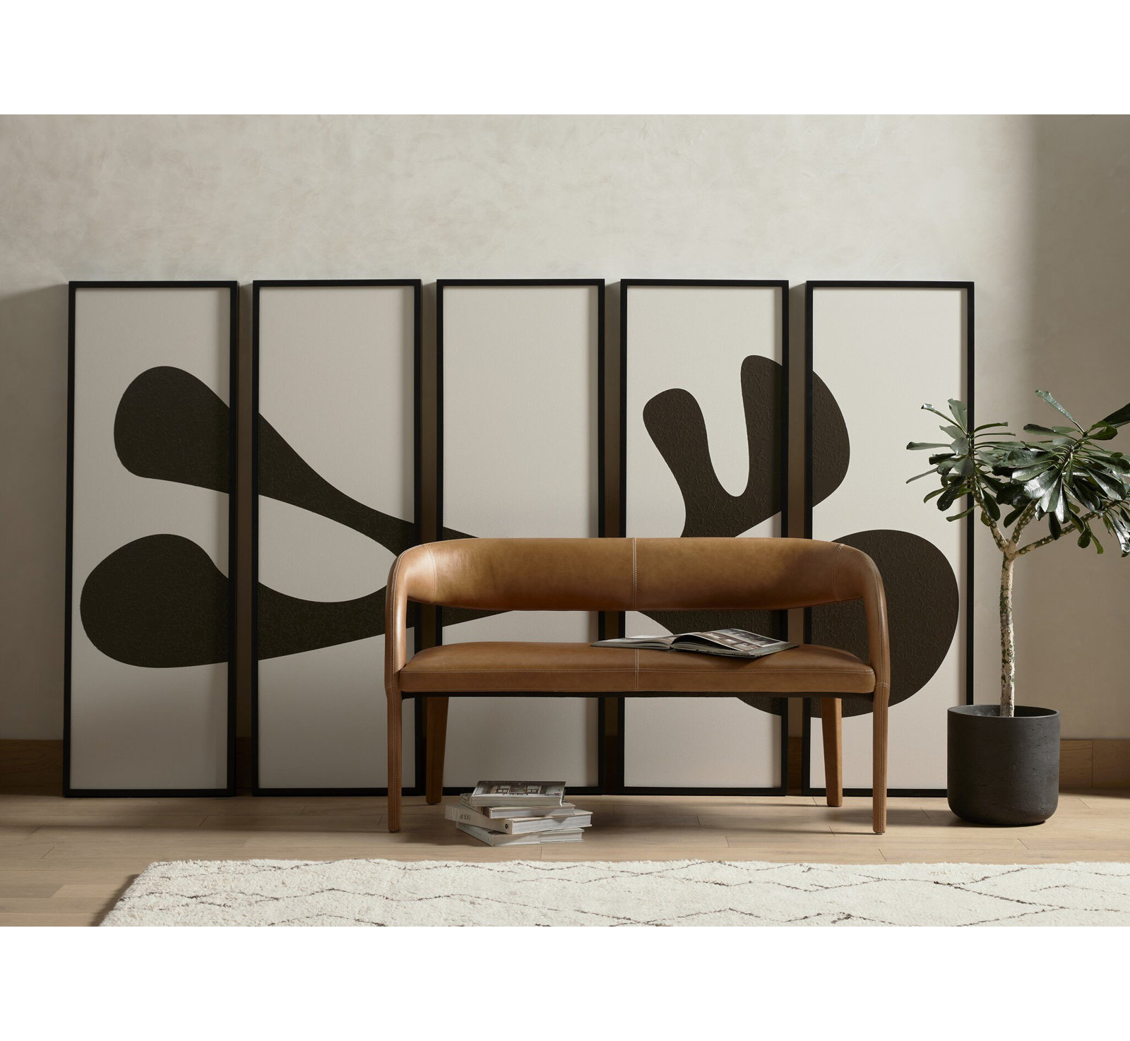 Gryphon Bench, Sonoma Butterscotch Genuine Leather