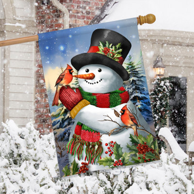 Winter Snowman Friends House Flag