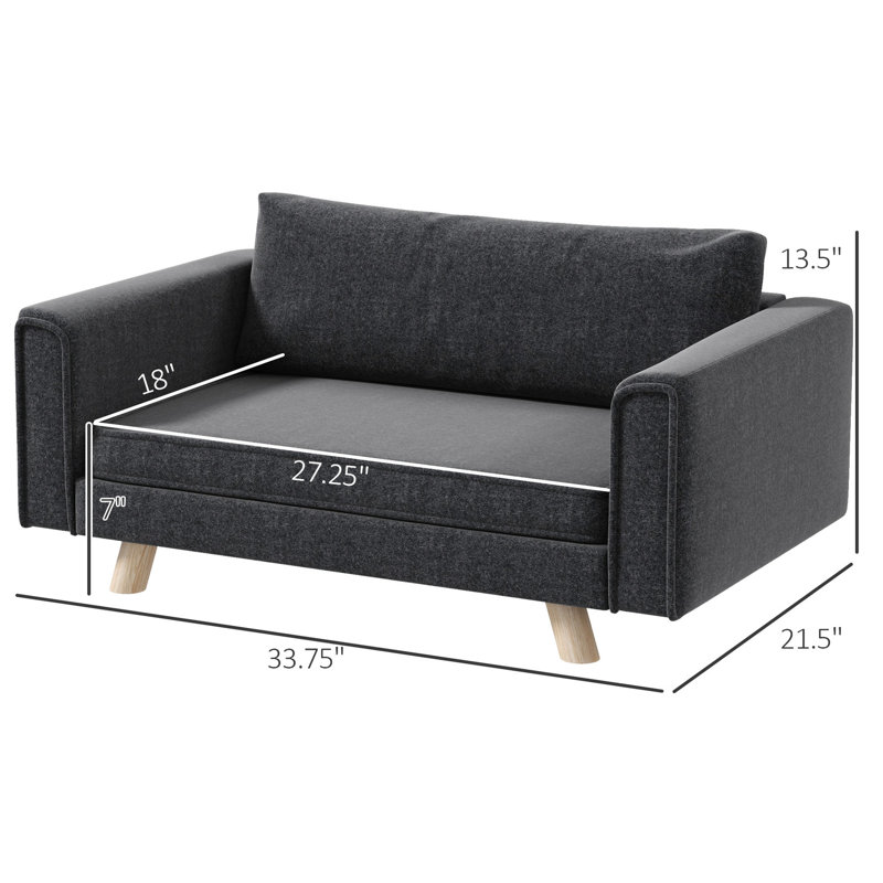 Coussin pour chien, épais et confortable, coussin de dossier amovible, literie surélevée grise pour animal de compagnie, coussin de siège, pour chiens