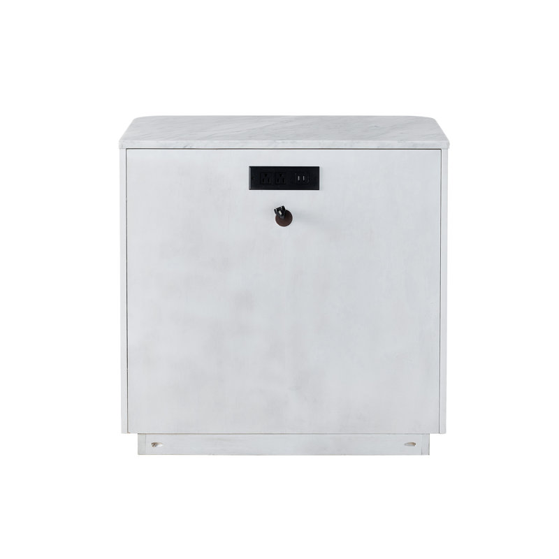 30" White Carrara Stone Top Paris Nightstand