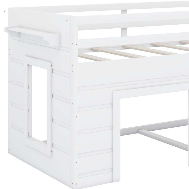 Lit mezzanine avec tiroirs et tablette, Blanc