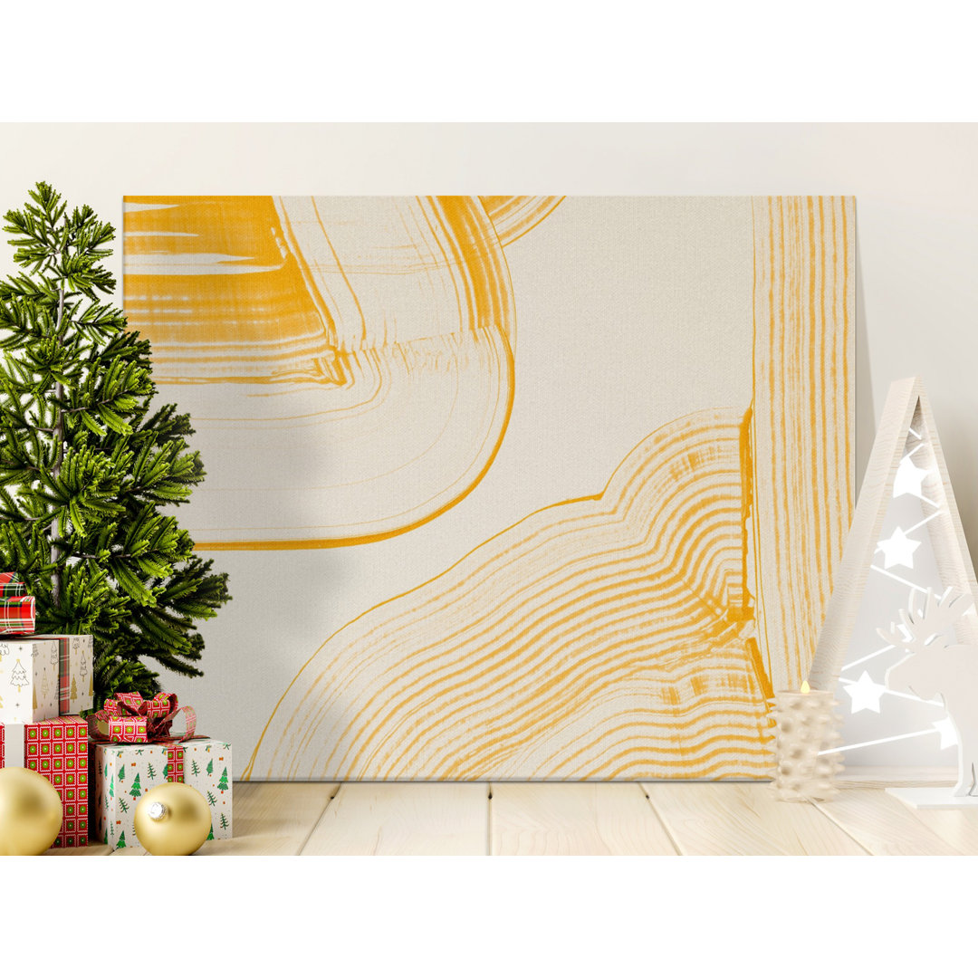 Abstract Strokes Canvas Wall Art, Mustard Yellow, Gallery Wrapped Canvas Print, Modern Home Decor, Ready to Hang, Archival Quality