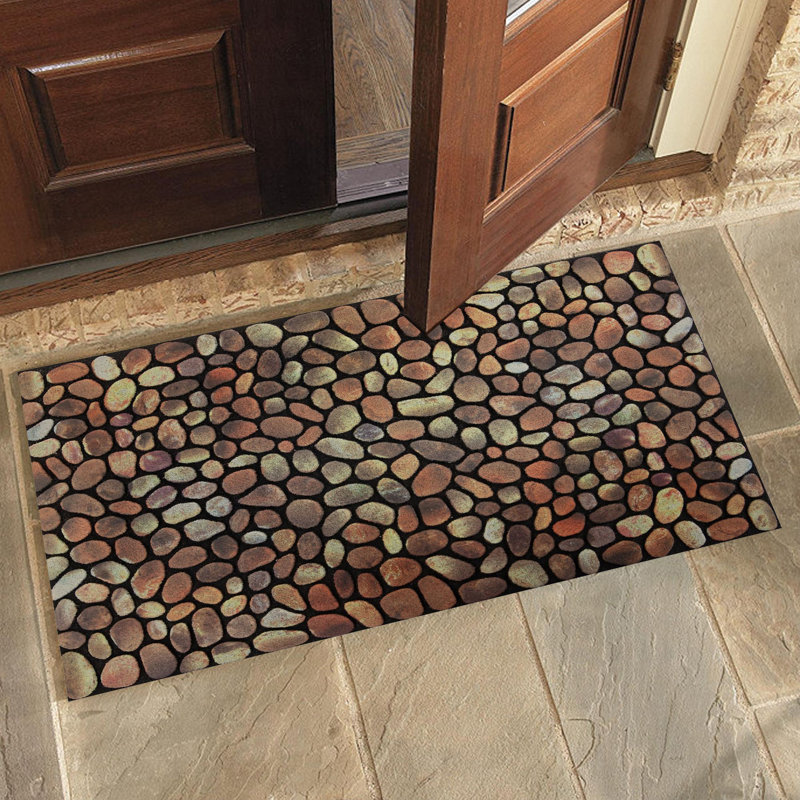 Non-Slip Geometric Indoor / Outdoor Doormat, Brown