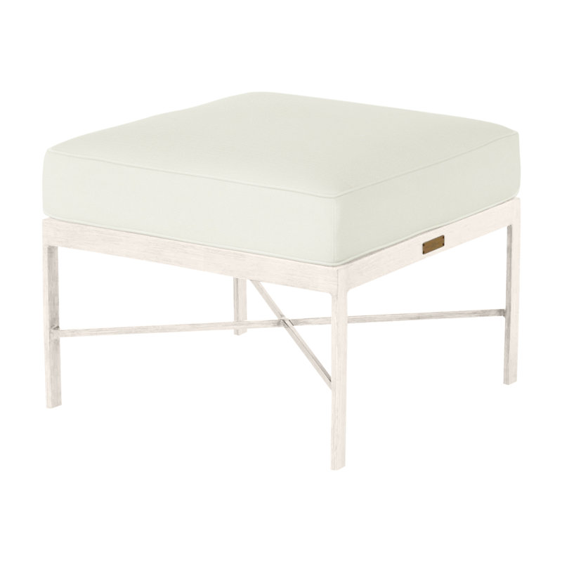 Monaco Outdoor Ottoman With Cushion, Chalk, Natural White, Welt