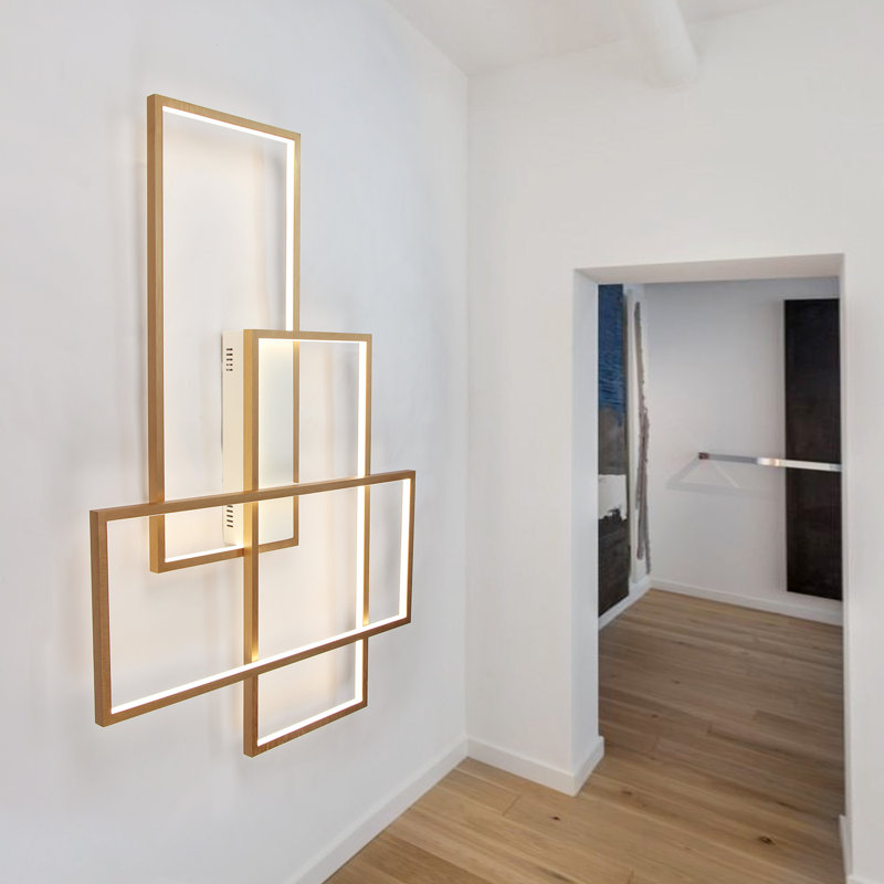 Tremberth LED Flush Mounted Sconce Switch Dimmable, Brushed Gold, 3.1" H x 39.8" W x 26.8" D