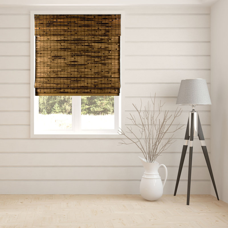 Java Deep Sheer Bamboo Roman Shades, 35"W x 60"L
