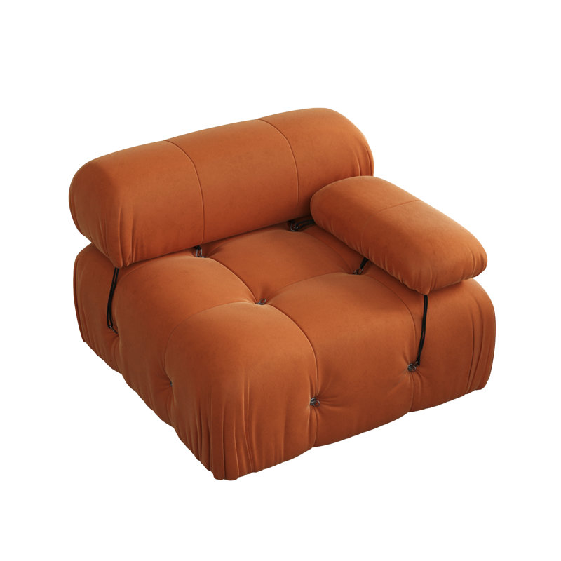 Upholstered Modern Velvet Fabric Single One-Armed Chair, Orange
