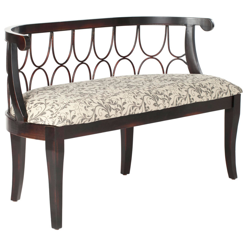 Banc en bois Bristlewood, Motif floral Ivoire en gris