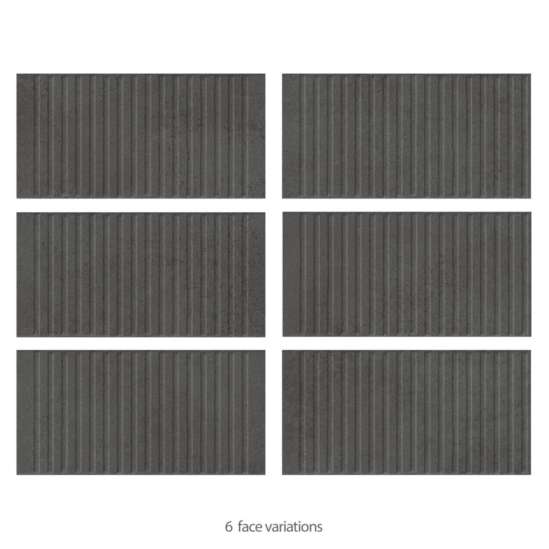 Kings Loft 7-7/8 In. X 15-3/4 In. Fluted Ceramic Wall Tile, Black