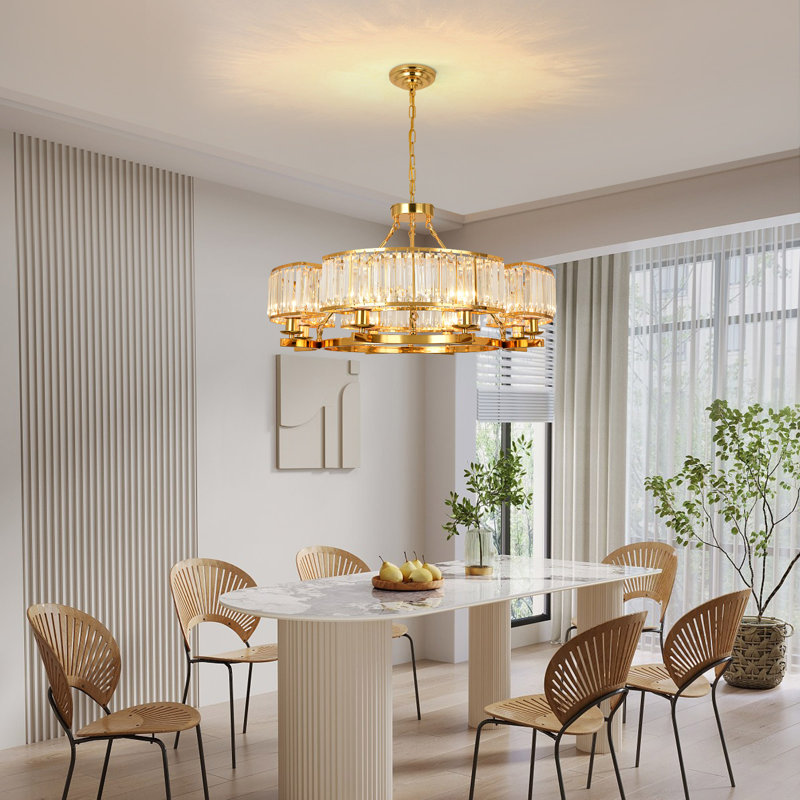 Cisa 8 - Light Dimmable Wagon Wheel Chandelier, Gold