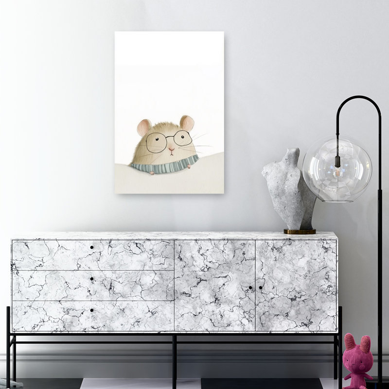 Curious Little Mouse Contemporary Animal Wall Art Print by Mathieu - Wrapped Canvas Print, 91.44cm H x 60.96cm W