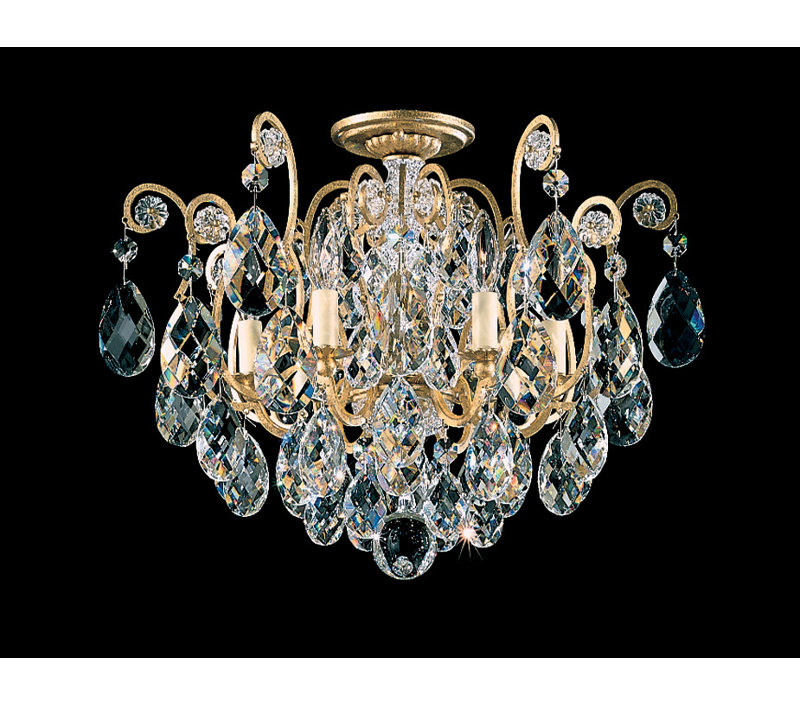 Renaissance Semi Flush Mount, French Gold, Handcut Clear