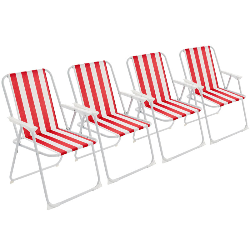 Harbour Housewares Folding Metal Beach Chairs, Red