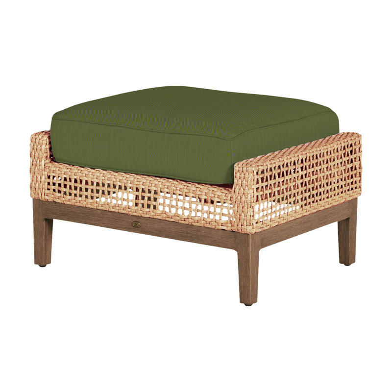 Repose-pieds d'extérieur tissé en osier Peninsule, Raphia clair / bois de santal naturel, Welt + bourre standard
