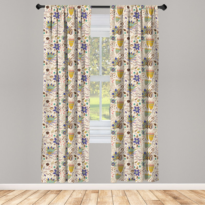 Botanical Floral Semi-Sheer Rod Pocket Sliding Panel, 28" x 95"