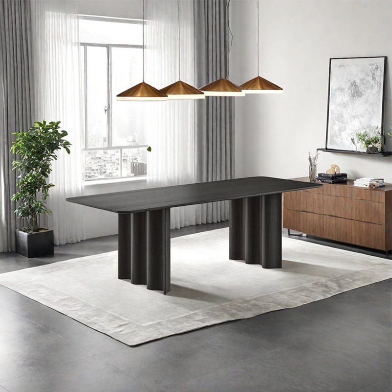 Table de salle à manger en frêne, Noir, noir, noir, noir, H 29,53 po x L 70,87 po x l 33,46 po