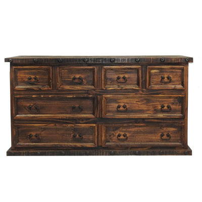 Commode double en bois massif à 8 tiroirs Diamantis