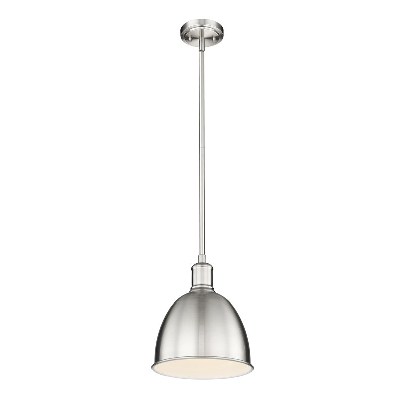 Luminaire suspendu 1 lumière Waldon Sawyer, Nickel brossé, H 10 po x l 8,25 po