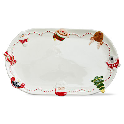 Holiday Cheer Oval Platter White Ceramic Christmas