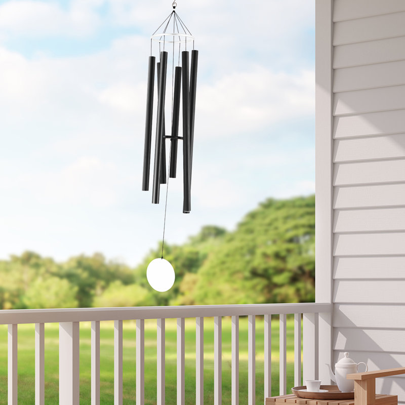 Metal Wind Chime, 25cm H x 167.6cm W x 25cm D, Black